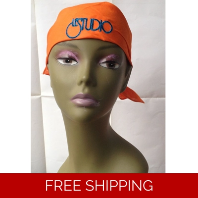 Bandana Orange Black & Blue Embroid Front Logo